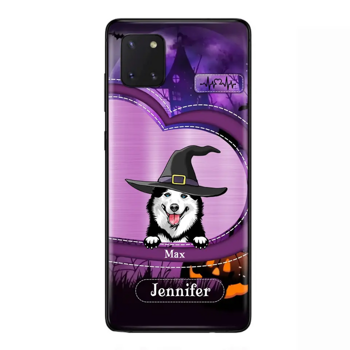 Custom Personalized Dog Halloween Phone Case - Gift Idea For Dog Lover/ Halloween - Upto 3 Dogs -  Case For iPhone/Samsung