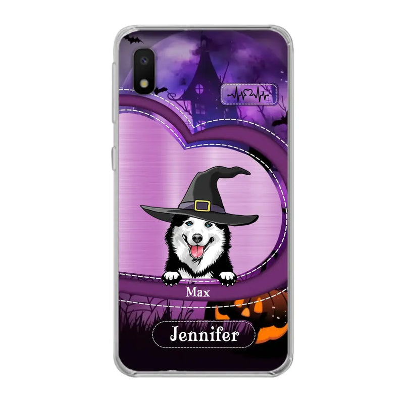 Custom Personalized Dog Halloween Phone Case - Gift Idea For Dog Lover/ Halloween - Upto 3 Dogs -  Case For iPhone/Samsung