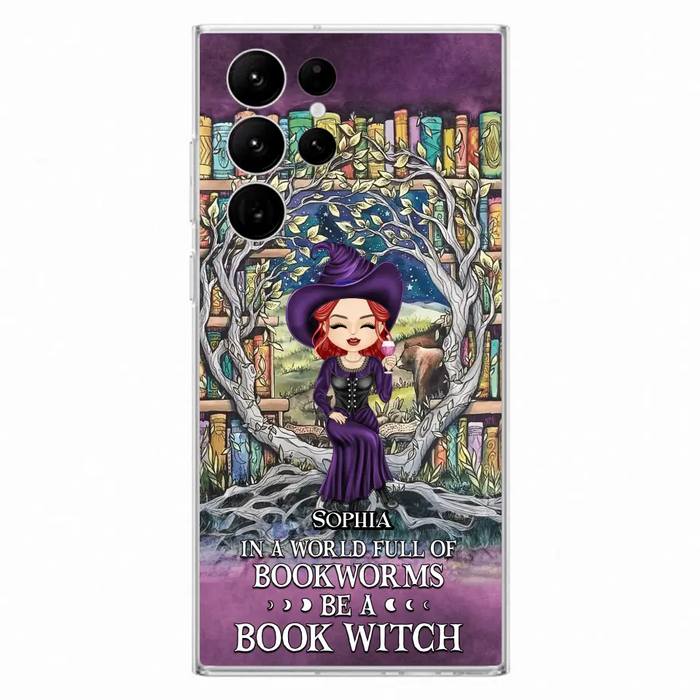 Personalized Witch Phone Case - Halloween Gift Idea For Witch Lovers/Book Lovers - In A World Full Of Bookworms Be A Book Witch - Case For iPhone/Samsung