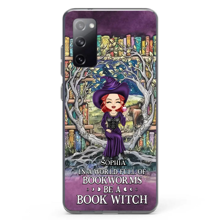 Personalized Witch Phone Case - Halloween Gift Idea For Witch Lovers/Book Lovers - In A World Full Of Bookworms Be A Book Witch - Case For iPhone/Samsung