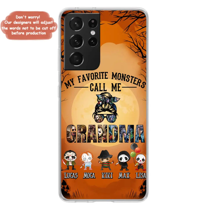 Personalized Halloween Phone Case - Halloween Gift Idea for Halloween - Upto 5 Characters - My Favorite Monsters Call Me Grandma - Case For iPhone/Samsung