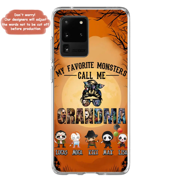 Personalized Halloween Phone Case - Halloween Gift Idea for Halloween - Upto 5 Characters - My Favorite Monsters Call Me Grandma - Case For iPhone/Samsung