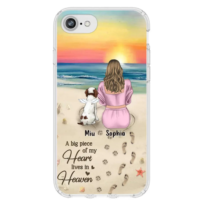 Custom Personalized Memorial Dog Mom Phone Case - Upto 3 Dogs - Memorial Gift Idea for Dog Owners - A Big Piece Of My Heart Lives In Heaven - Case for iPhone/Samsung