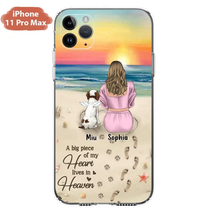 Custom Personalized Memorial Dog Mom Phone Case - Upto 3 Dogs - Memorial Gift Idea for Dog Owners - A Big Piece Of My Heart Lives In Heaven - Case for iPhone/Samsung