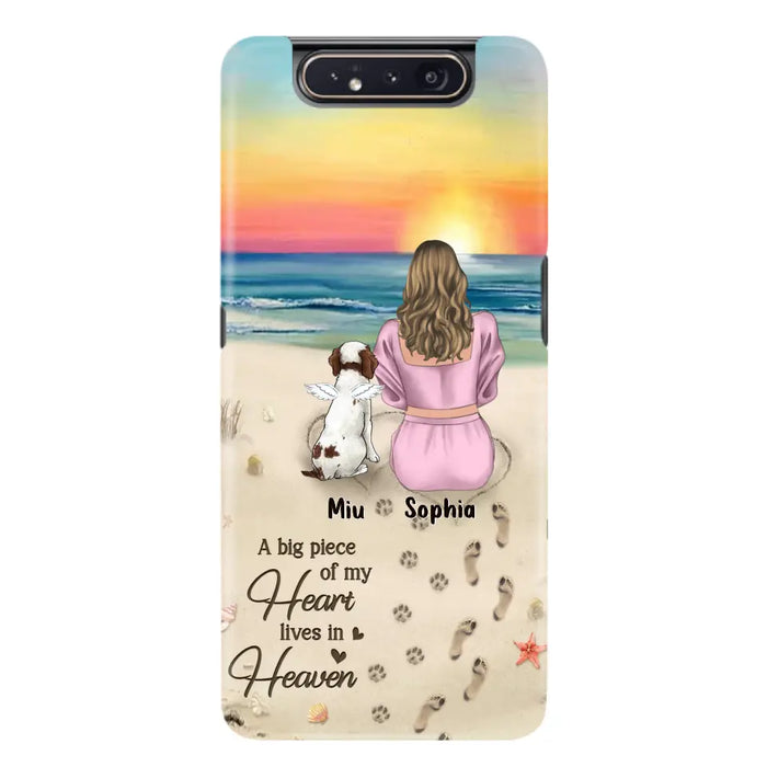 Custom Personalized Memorial Dog Mom Phone Case - Upto 3 Dogs - Memorial Gift Idea for Dog Owners - A Big Piece Of My Heart Lives In Heaven - Case for iPhone/Samsung