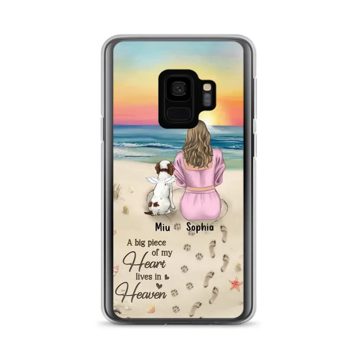 Custom Personalized Memorial Dog Mom Phone Case - Upto 3 Dogs - Memorial Gift Idea for Dog Owners - A Big Piece Of My Heart Lives In Heaven - Case for iPhone/Samsung