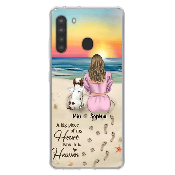 Custom Personalized Memorial Dog Mom Phone Case - Upto 3 Dogs - Memorial Gift Idea for Dog Owners - A Big Piece Of My Heart Lives In Heaven - Case for iPhone/Samsung