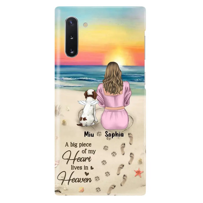 Custom Personalized Memorial Dog Mom Phone Case - Upto 3 Dogs - Memorial Gift Idea for Dog Owners - A Big Piece Of My Heart Lives In Heaven - Case for iPhone/Samsung