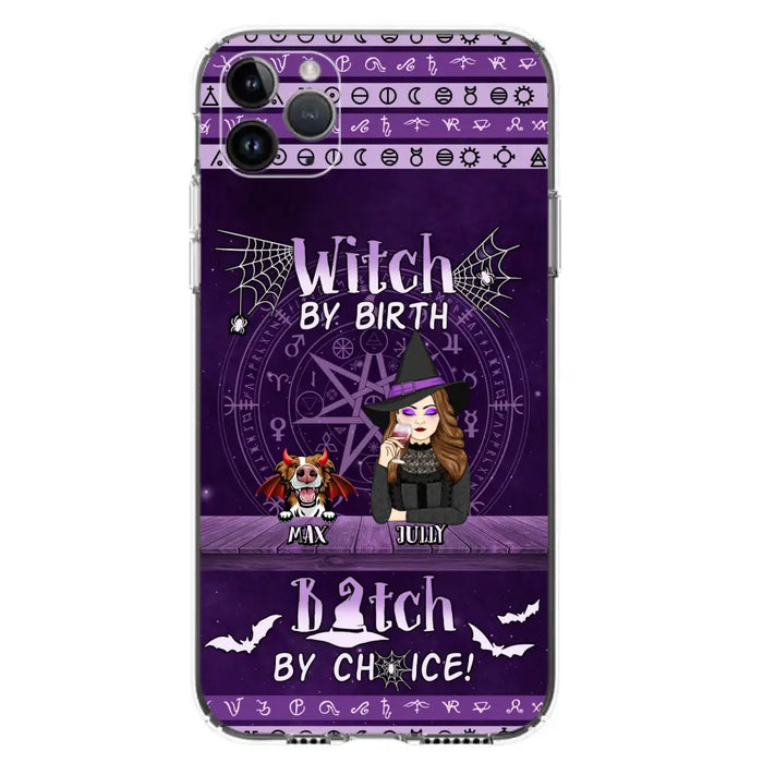 Custom Personalized Witch Phone Case - Halloween Gift Idea for Witch Lovers/Pet Lovers - Upto 3 Dogs/Cats - Witch By Birth - Case For iPhone/Samsung