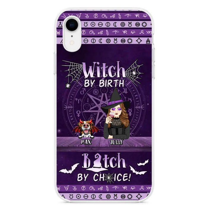 Custom Personalized Witch Phone Case - Halloween Gift Idea for Witch Lovers/Pet Lovers - Upto 3 Dogs/Cats - Witch By Birth - Case For iPhone/Samsung