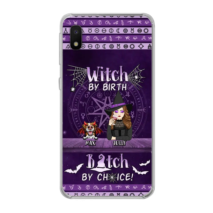 Custom Personalized Witch Phone Case - Halloween Gift Idea for Witch Lovers/Pet Lovers - Upto 3 Dogs/Cats - Witch By Birth - Case For iPhone/Samsung