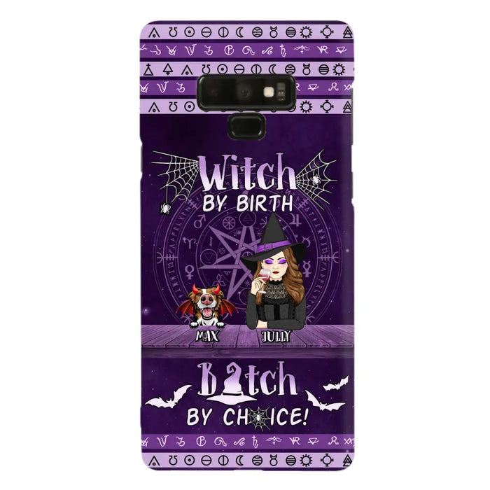 Custom Personalized Witch Phone Case - Halloween Gift Idea for Witch Lovers/Pet Lovers - Upto 3 Dogs/Cats - Witch By Birth - Case For iPhone/Samsung