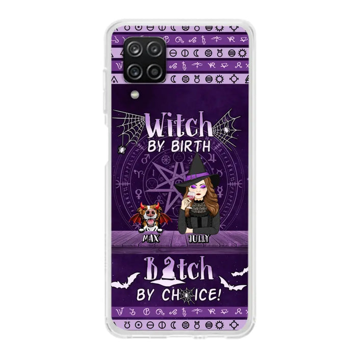 Custom Personalized Witch Phone Case - Halloween Gift Idea for Witch Lovers/Pet Lovers - Upto 3 Dogs/Cats - Witch By Birth - Case For iPhone/Samsung