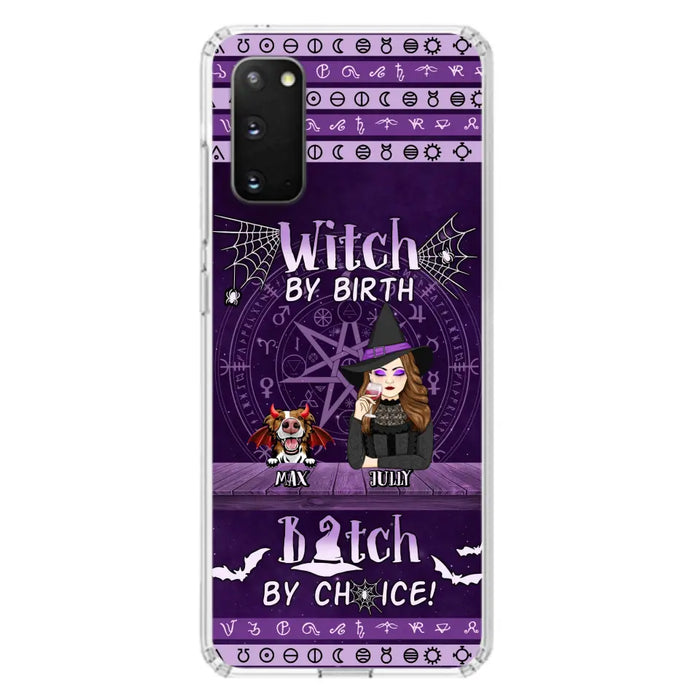 Custom Personalized Witch Phone Case - Halloween Gift Idea for Witch Lovers/Pet Lovers - Upto 3 Dogs/Cats - Witch By Birth - Case For iPhone/Samsung