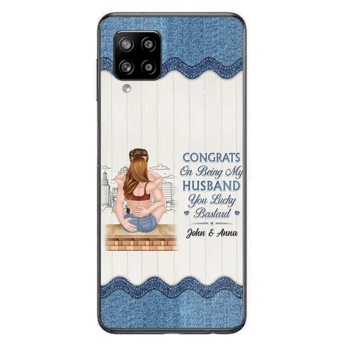 Custom Personalized Couple Phone Case - Gift Idea For Couple/Valentines Day - Congrats On Being My Husband You Lucky Bastard - Case For iPhone/Samsung