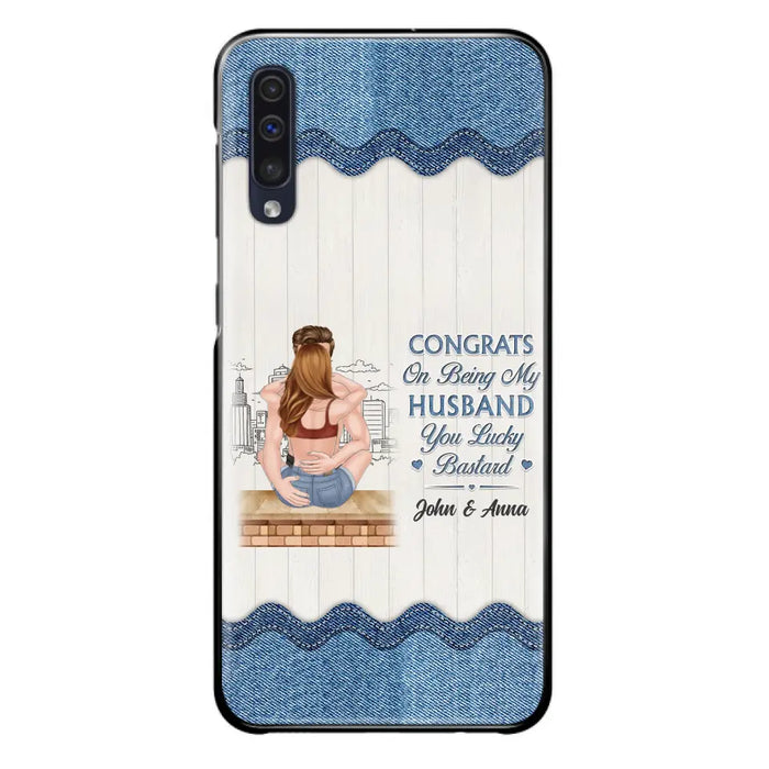 Custom Personalized Couple Phone Case - Gift Idea For Couple/Valentines Day - Congrats On Being My Husband You Lucky Bastard - Case For iPhone/Samsung