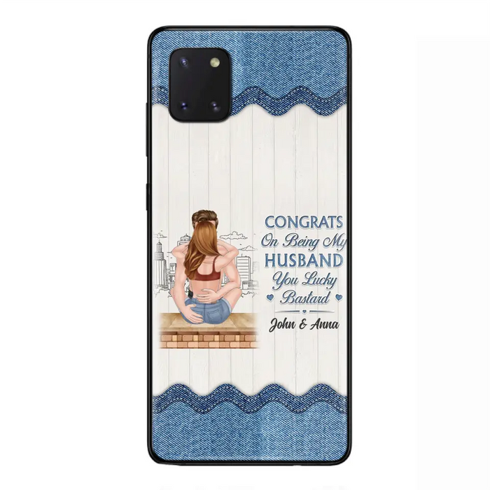 Custom Personalized Couple Phone Case - Gift Idea For Couple/Valentines Day - Congrats On Being My Husband You Lucky Bastard - Case For iPhone/Samsung