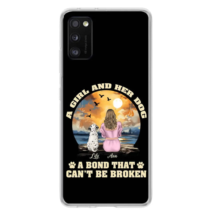 Custom Personalized Dog Mom Phone Case - Upto 4 Dogs - Gift Idea for Dog Owners - Case For iPhone/ Samsung - A Girl And Her Dog A Bond That Can't Be Broken