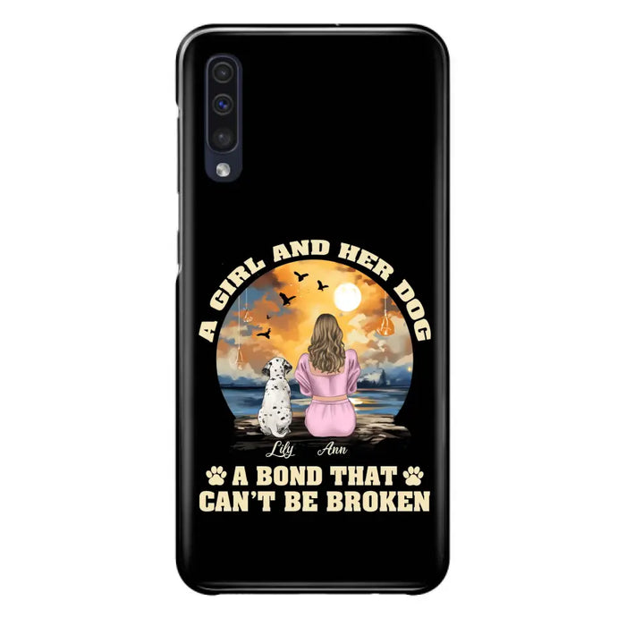 Custom Personalized Dog Mom Phone Case - Upto 4 Dogs - Gift Idea for Dog Owners - Case For iPhone/ Samsung - A Girl And Her Dog A Bond That Can't Be Broken