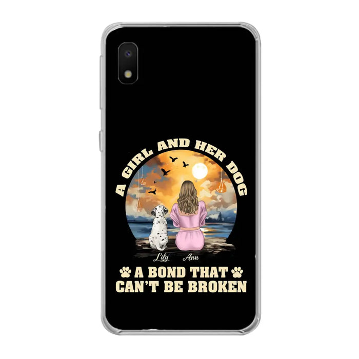 Custom Personalized Dog Mom Phone Case - Upto 4 Dogs - Gift Idea for Dog Owners - Case For iPhone/ Samsung - A Girl And Her Dog A Bond That Can't Be Broken