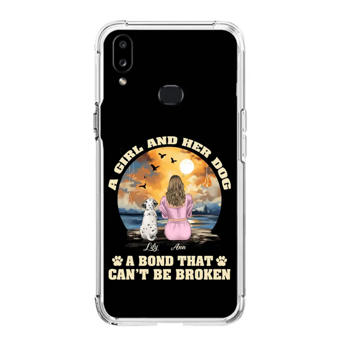 Custom Personalized Dog Mom Phone Case - Upto 4 Dogs - Gift Idea for Dog Owners - Case For iPhone/ Samsung - A Girl And Her Dog A Bond That Can't Be Broken