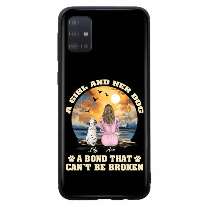 Custom Personalized Dog Mom Phone Case - Upto 4 Dogs - Gift Idea for Dog Owners - Case For iPhone/ Samsung - A Girl And Her Dog A Bond That Can't Be Broken