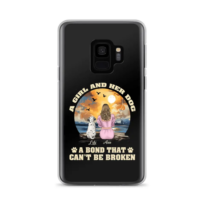 Custom Personalized Dog Mom Phone Case - Upto 4 Dogs - Gift Idea for Dog Owners - Case For iPhone/ Samsung - A Girl And Her Dog A Bond That Can't Be Broken