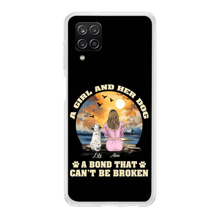 Custom Personalized Dog Mom Phone Case - Upto 4 Dogs - Gift Idea for Dog Owners - Case For iPhone/ Samsung - A Girl And Her Dog A Bond That Can't Be Broken