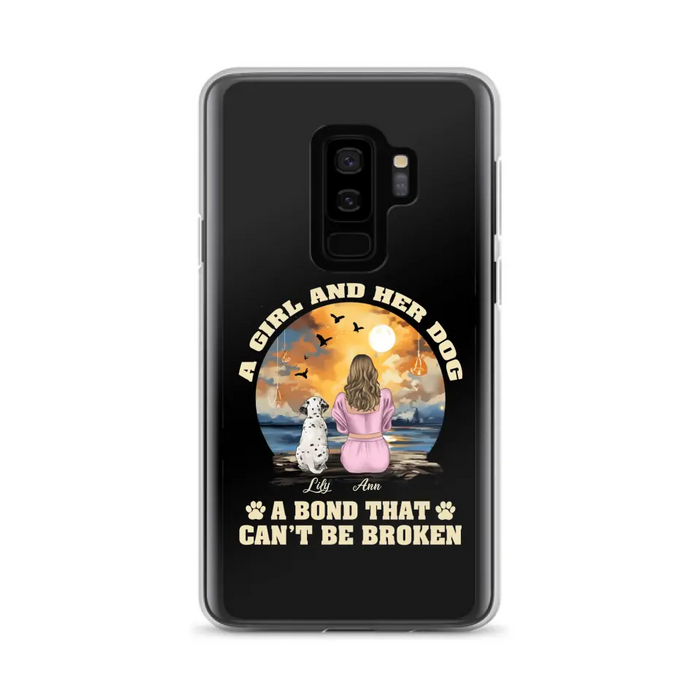 Custom Personalized Dog Mom Phone Case - Upto 4 Dogs - Gift Idea for Dog Owners - Case For iPhone/ Samsung - A Girl And Her Dog A Bond That Can't Be Broken