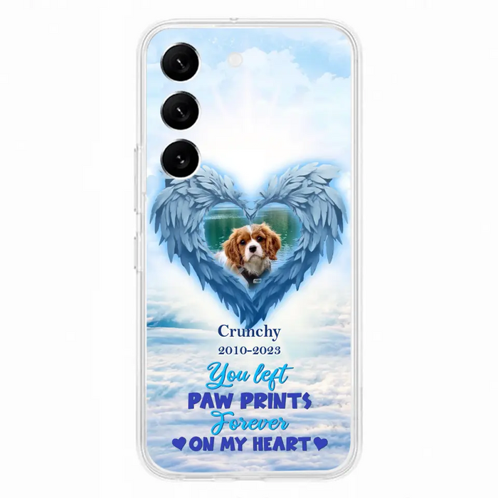 Custom Personalized Memorial Photo Phone Case - Memorial Gift Idea for Pet Owners - You Left Paw Prints Forever On My Heart - Case for iPhone/Samsung