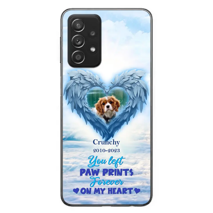 Custom Personalized Memorial Photo Phone Case - Memorial Gift Idea for Pet Owners - You Left Paw Prints Forever On My Heart - Case for iPhone/Samsung