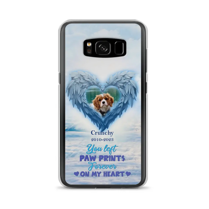 Custom Personalized Memorial Photo Phone Case - Memorial Gift Idea for Pet Owners - You Left Paw Prints Forever On My Heart - Case for iPhone/Samsung