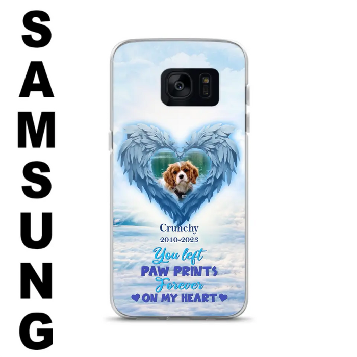 Custom Personalized Memorial Photo Phone Case - Memorial Gift Idea for Pet Owners - You Left Paw Prints Forever On My Heart - Case for iPhone/Samsung