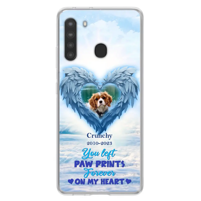 Custom Personalized Memorial Photo Phone Case - Memorial Gift Idea for Pet Owners - You Left Paw Prints Forever On My Heart - Case for iPhone/Samsung