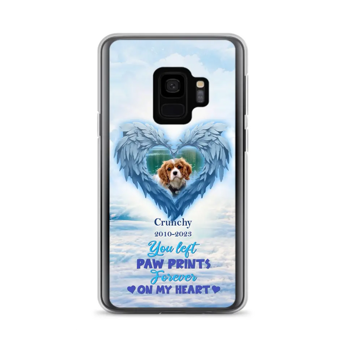 Custom Personalized Memorial Photo Phone Case - Memorial Gift Idea for Pet Owners - You Left Paw Prints Forever On My Heart - Case for iPhone/Samsung