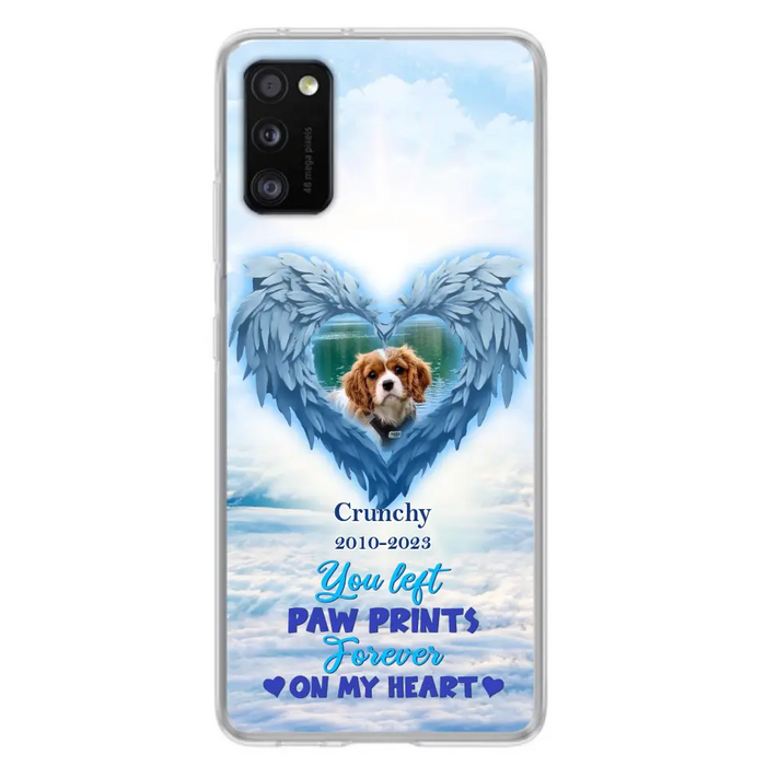 Custom Personalized Memorial Photo Phone Case - Memorial Gift Idea for Pet Owners - You Left Paw Prints Forever On My Heart - Case for iPhone/Samsung