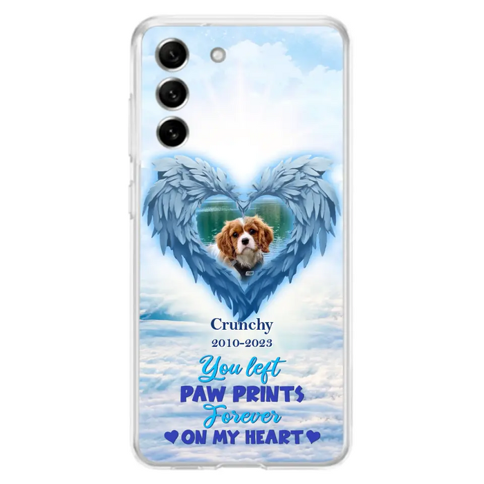 Custom Personalized Memorial Photo Phone Case - Memorial Gift Idea for Pet Owners - You Left Paw Prints Forever On My Heart - Case for iPhone/Samsung