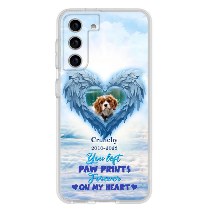 Custom Personalized Memorial Photo Phone Case - Memorial Gift Idea for Pet Owners - You Left Paw Prints Forever On My Heart - Case for iPhone/Samsung