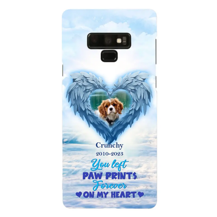 Custom Personalized Memorial Photo Phone Case - Memorial Gift Idea for Pet Owners - You Left Paw Prints Forever On My Heart - Case for iPhone/Samsung