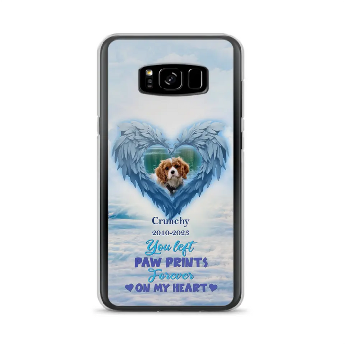 Custom Personalized Memorial Photo Phone Case - Memorial Gift Idea for Pet Owners - You Left Paw Prints Forever On My Heart - Case for iPhone/Samsung