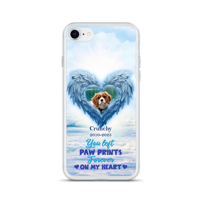 Custom Personalized Memorial Photo Phone Case - Memorial Gift Idea for Pet Owners - You Left Paw Prints Forever On My Heart - Case for iPhone/Samsung