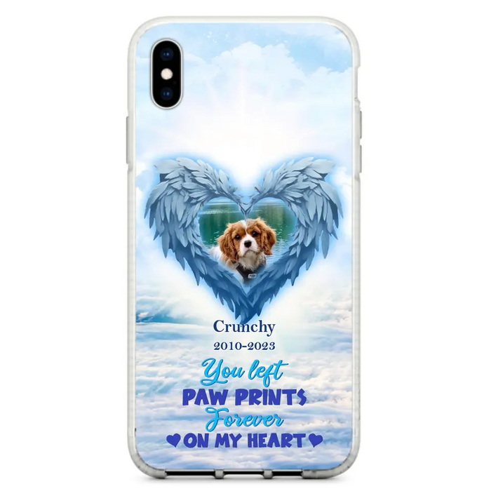 Custom Personalized Memorial Photo Phone Case - Memorial Gift Idea for Pet Owners - You Left Paw Prints Forever On My Heart - Case for iPhone/Samsung