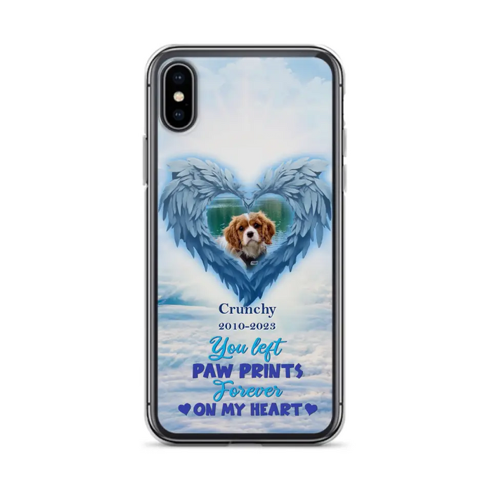 Custom Personalized Memorial Photo Phone Case - Memorial Gift Idea for Pet Owners - You Left Paw Prints Forever On My Heart - Case for iPhone/Samsung