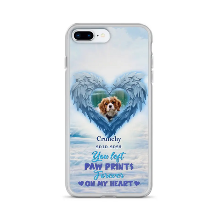 Custom Personalized Memorial Photo Phone Case - Memorial Gift Idea for Pet Owners - You Left Paw Prints Forever On My Heart - Case for iPhone/Samsung