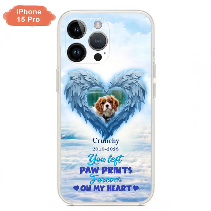 Custom Personalized Memorial Photo Phone Case - Memorial Gift Idea for Pet Owners - You Left Paw Prints Forever On My Heart - Case for iPhone/Samsung