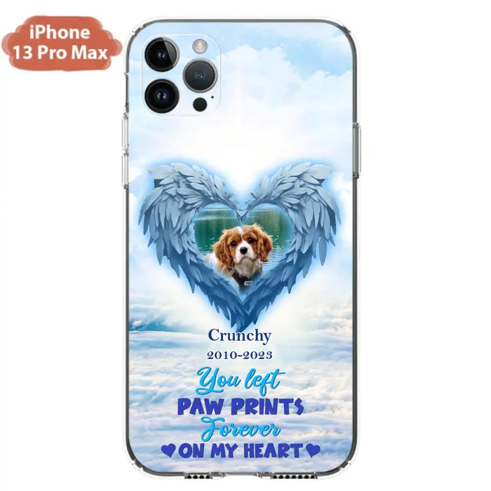 Custom Personalized Memorial Photo Phone Case - Memorial Gift Idea for Pet Owners - You Left Paw Prints Forever On My Heart - Case for iPhone/Samsung