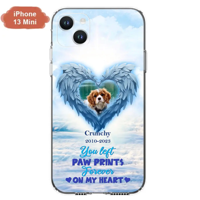 Custom Personalized Memorial Photo Phone Case - Memorial Gift Idea for Pet Owners - You Left Paw Prints Forever On My Heart - Case for iPhone/Samsung