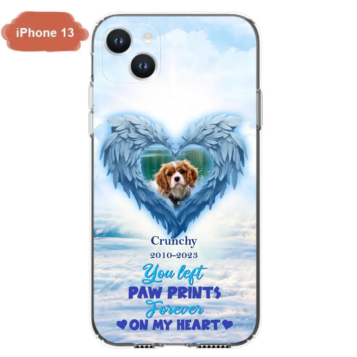 Custom Personalized Memorial Photo Phone Case - Memorial Gift Idea for Pet Owners - You Left Paw Prints Forever On My Heart - Case for iPhone/Samsung