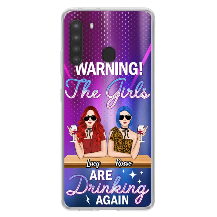 Personalized Besties Phone Case - Gift Idea For Friends/Besties - Upto 4 Girls - Warning The Girls Are Drinking Again - Case For iPhone/Samsung