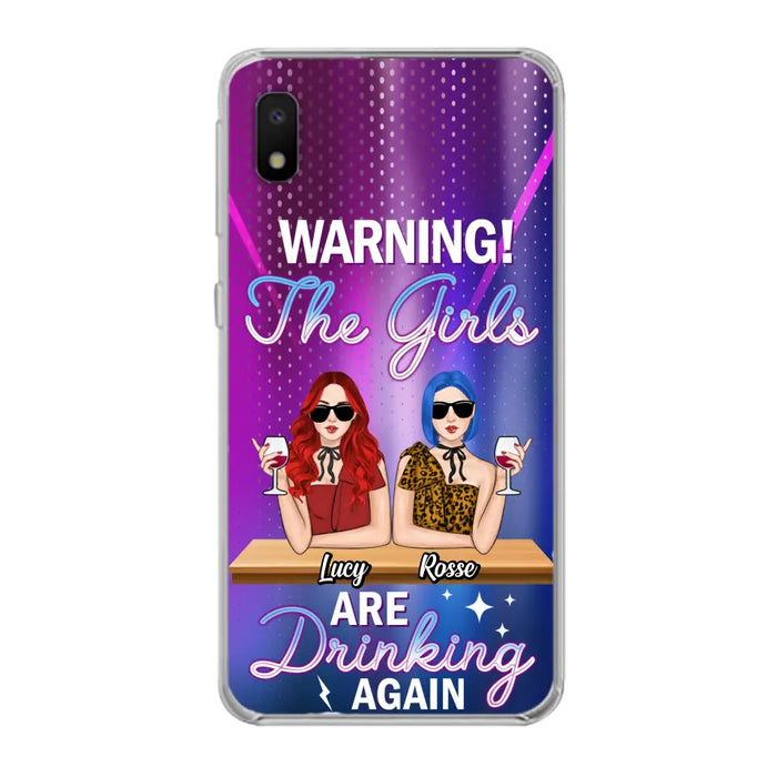 Personalized Besties Phone Case - Gift Idea For Friends/Besties - Upto 4 Girls - Warning The Girls Are Drinking Again - Case For iPhone/Samsung